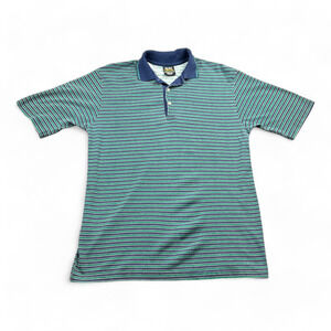 Vintage Chip Beck Polo Shirt Adult MEDIUM Blue Green Stripes Golf 90s